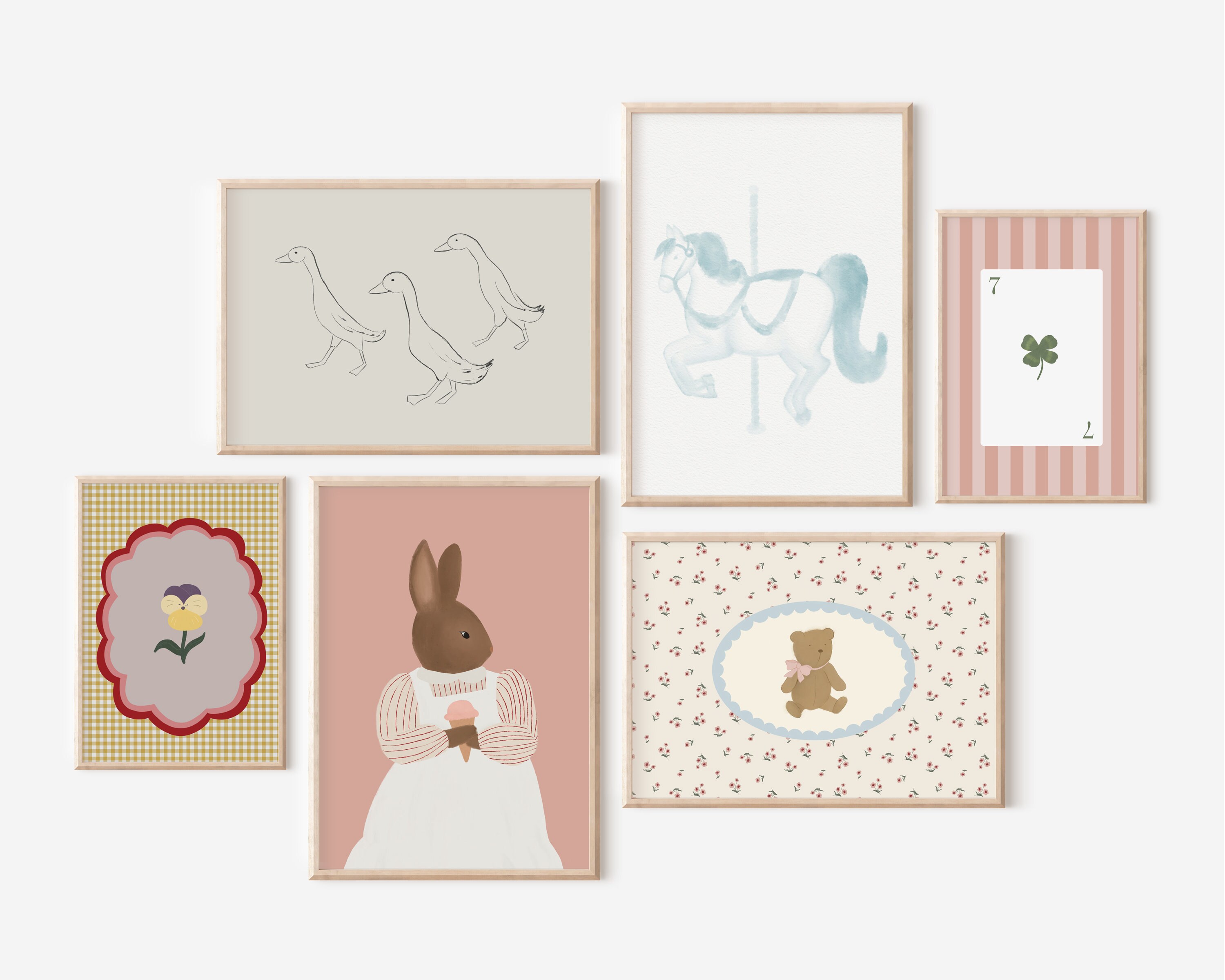 Girl's Nursery Gallery Wall Set of 6 Girls Room Printable Eclectic ...