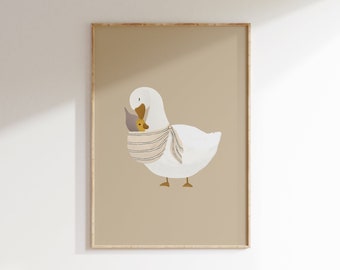 Mother Duck Print Farm Nursery Decor Expecting Mom Gift Gender Neutral Nursery Wall Art Beige Nursery Decor Neutral Downloadable Wall Art