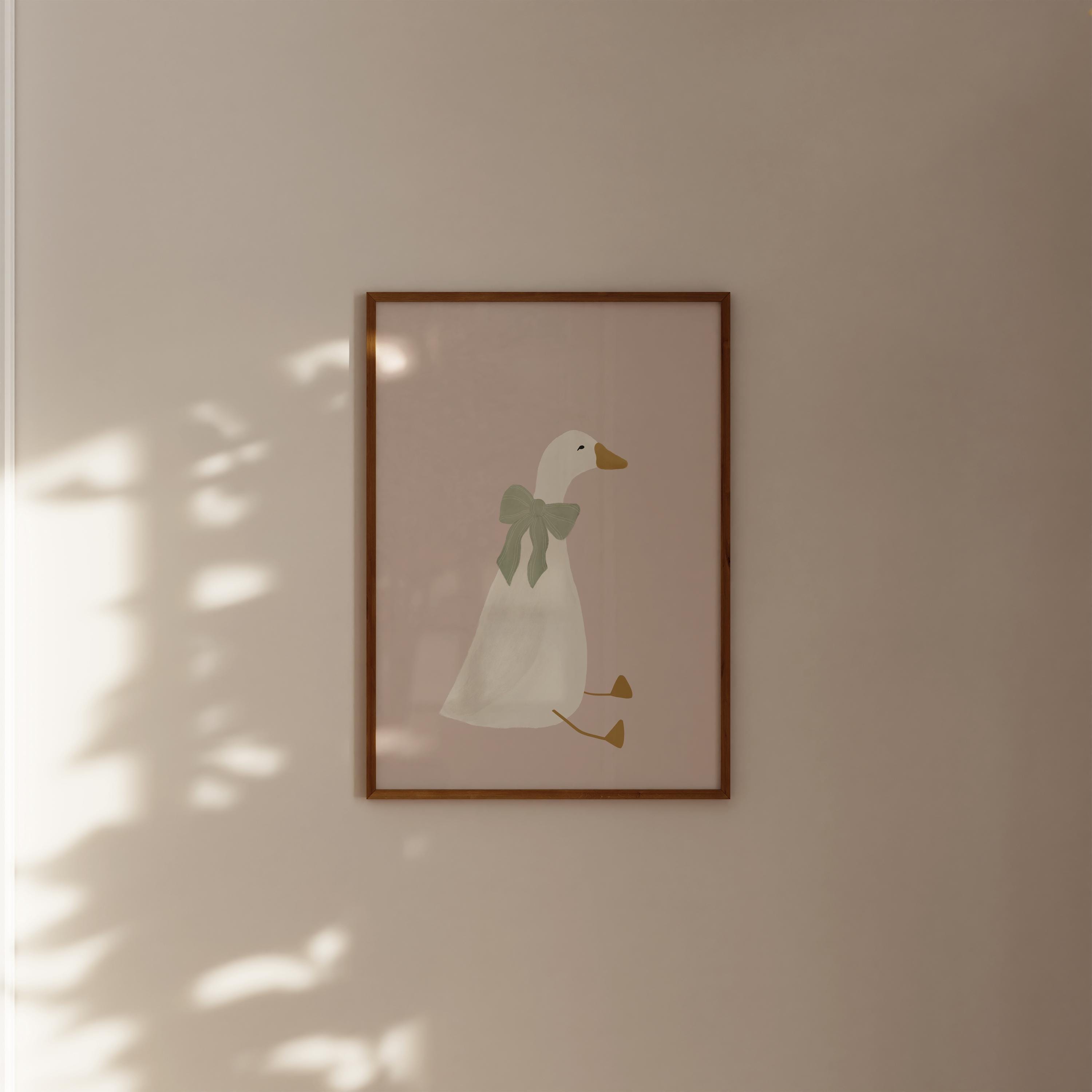 Silly Goose Wall Art Cute Goose Poster Sage Green Nursery Decor Farm ...