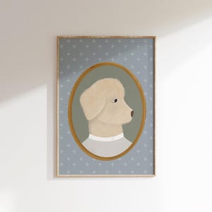 Labradoodle Art Whimsy Animal Art Vintage Aesthetic Grandmillennial Boys Room Dog Art Puppy Nursery Decor Labradoodle Gifts Pet Portrait