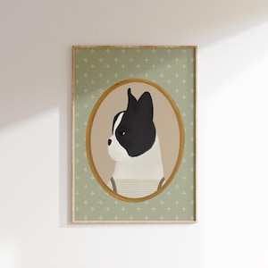 French Bulldog Art Vintage Aesthetic Light Green Room Decor Boys Room Dog Art Puppy Nursery Decor French Bulldog Gifts Frenchie Printable