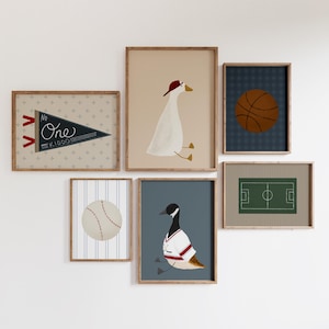 Arte sportiva per la stanza dei ragazzi Set di 6 decorazioni sportive per ragazzi Set di stampe sportive Baseball Stampabile Decorazione per la cameretta dei bambini Arte per bambini piccoli Oca