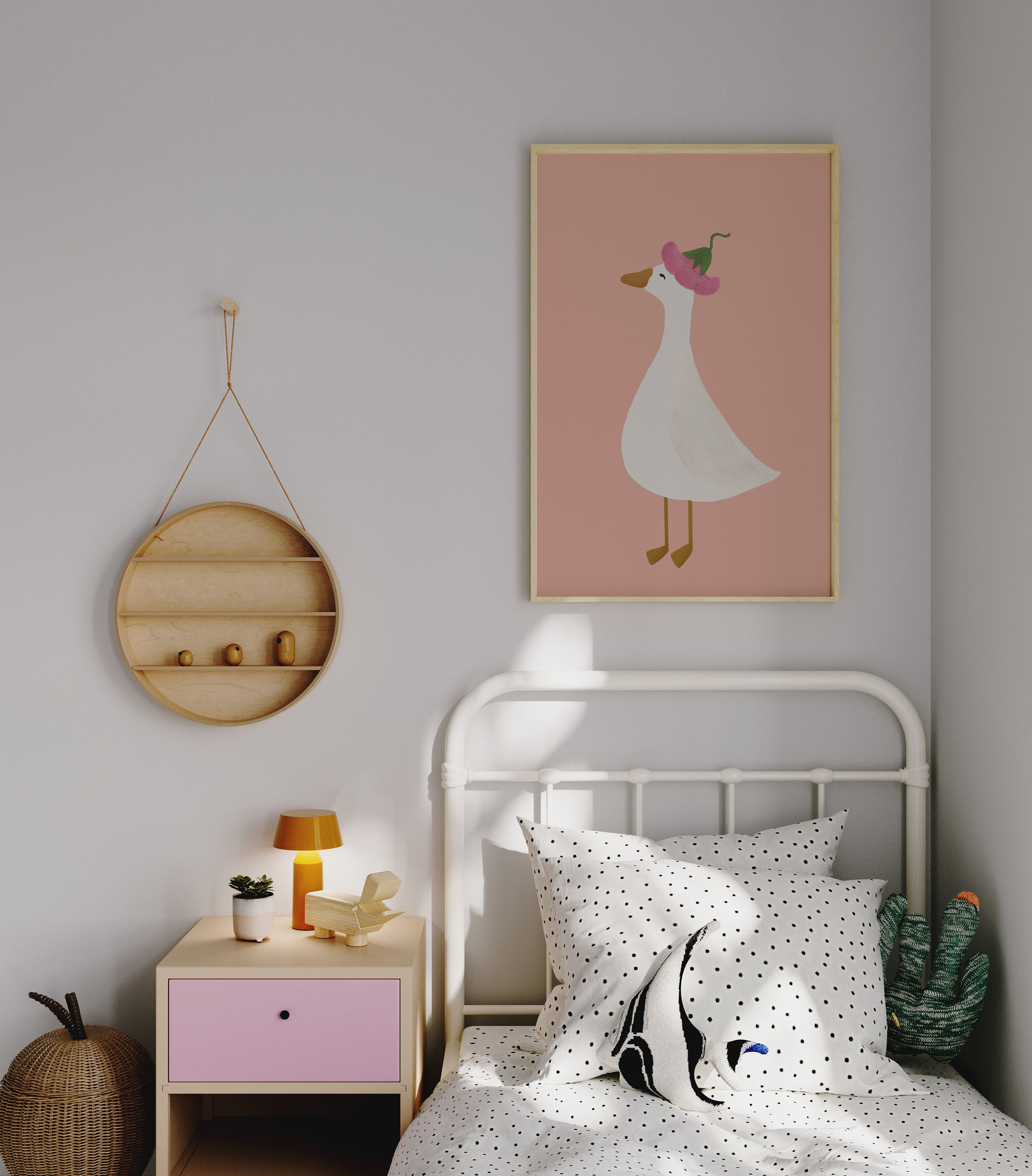 Silly Goose Wall Art Cute Goose Poster Pink Girl Nursery Decor Goose ...