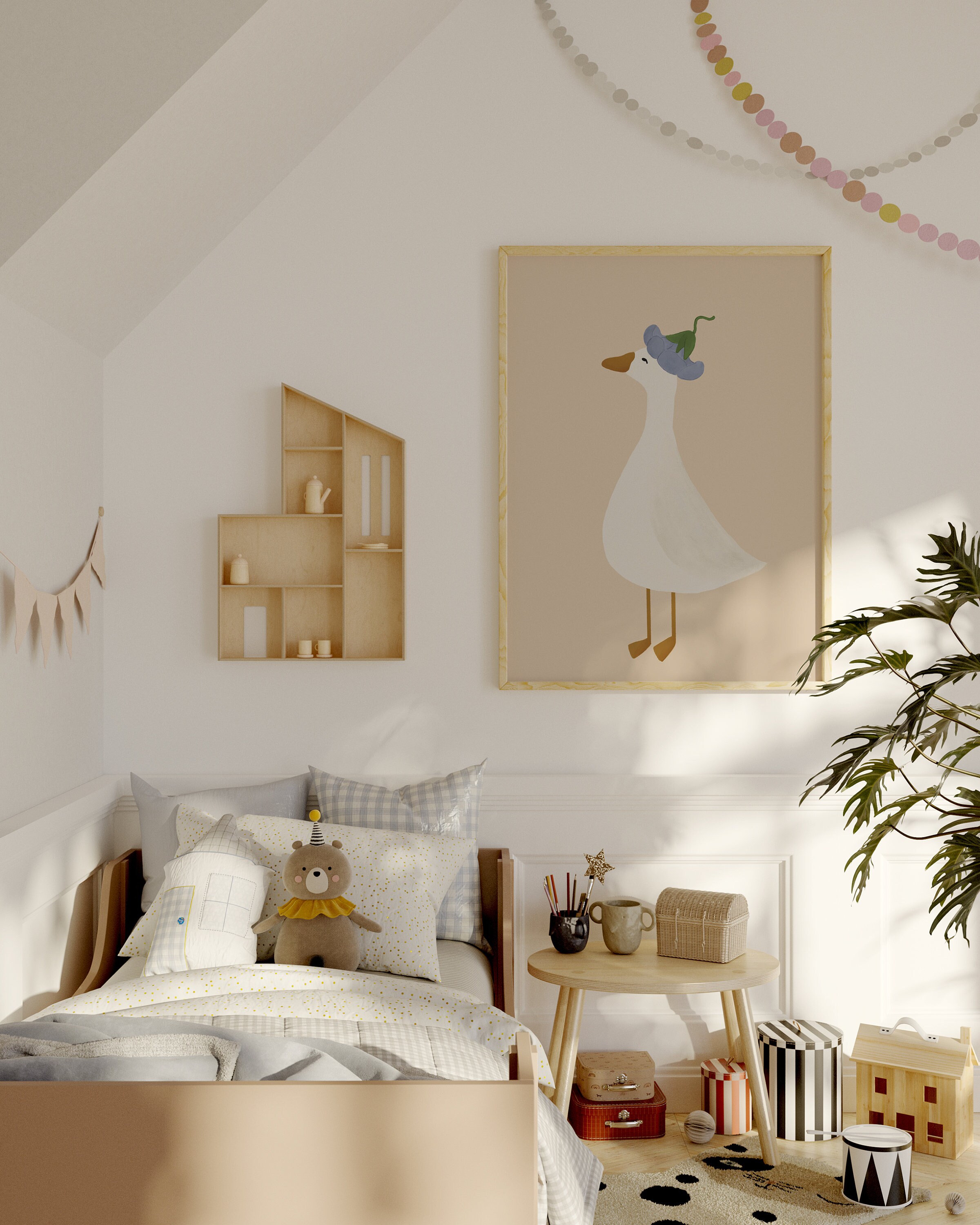 Silly Goose Wall Art Cute Goose Poster Neutral Girl Nursery Decor Goose ...
