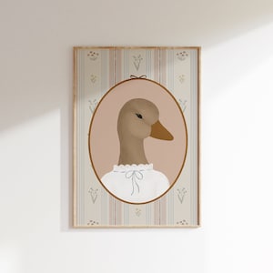 Mädchenzimmer Stockente Ente Druck Vintage Ente Cottagecore Kinderzimmer Vintage Ästhetisches Kinderzimmer Mädchen Stockente Wandkunst Bauernhof Kinderzimmer Dekor