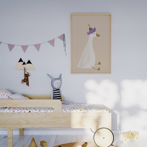 Silly Goose Wall Art Cute Goose Poster Neutral Girl Nursery Decor Goose ...