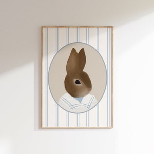 Boys Room Vintage Rabbit Print Grandmillenial Art Bunny Nursery Print Vintage Aesthetic Nursery Abstract Vintage Painting Farm Nursery Print