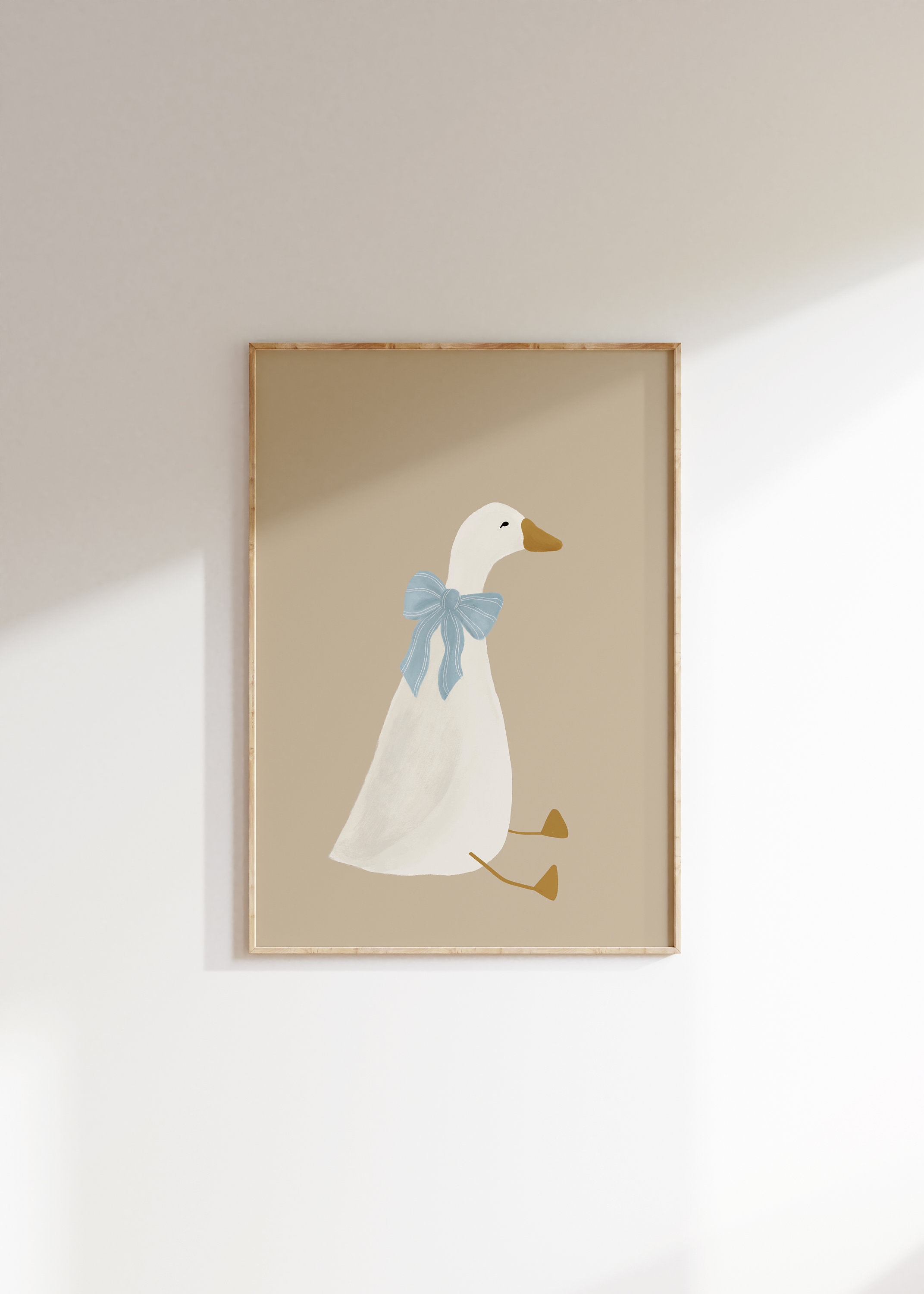 Silly Goose Wall Art Cute Goose Dark Beige Nursery Decor Farm Animal ...