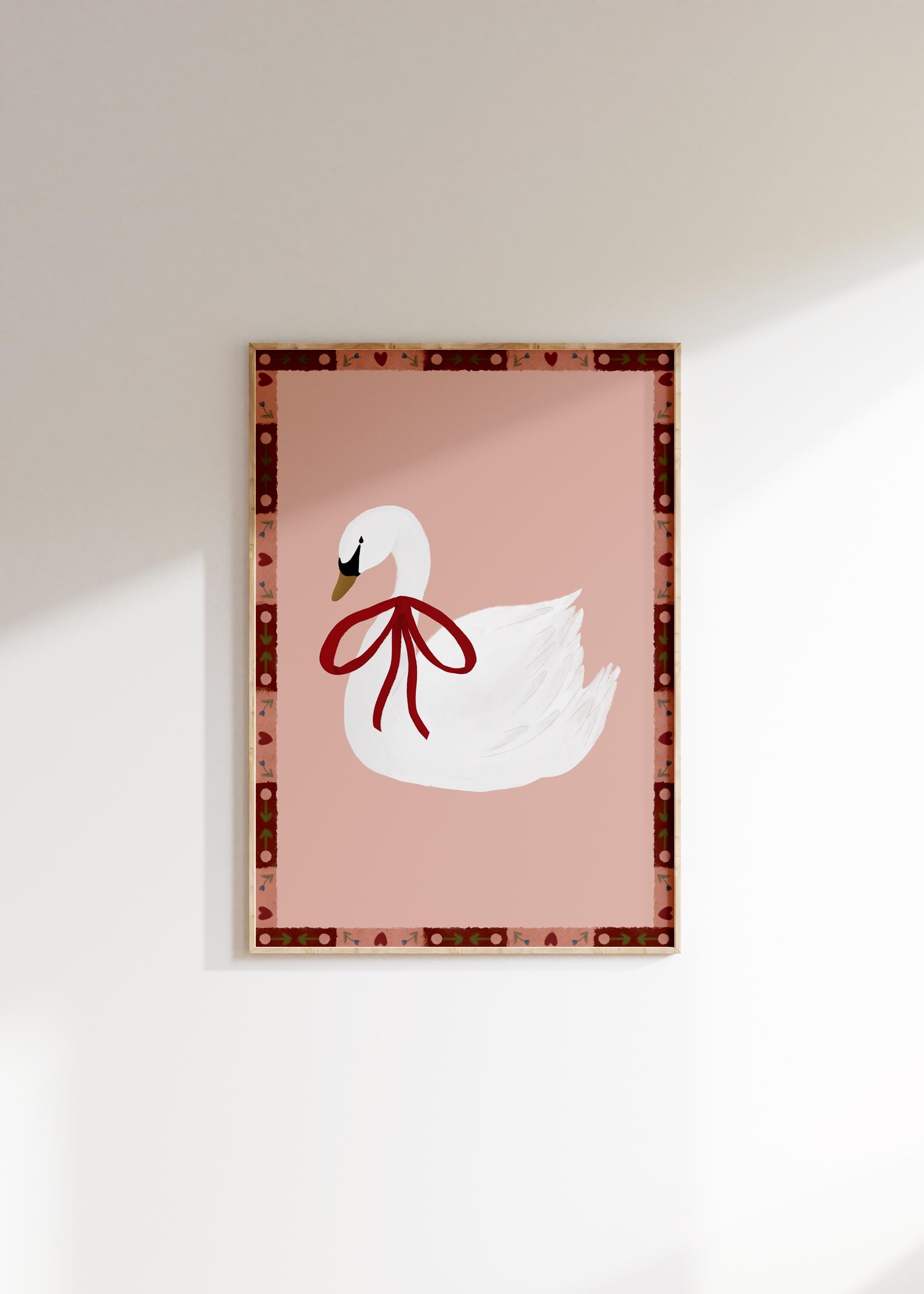 Swan Art Print Coquette Room Decor Cute Girly Wall Art Swan Printable ...