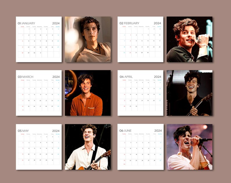 Shawn 2024 calendar Mendes 2024 wall calendar Celebrity Etsy Portugal