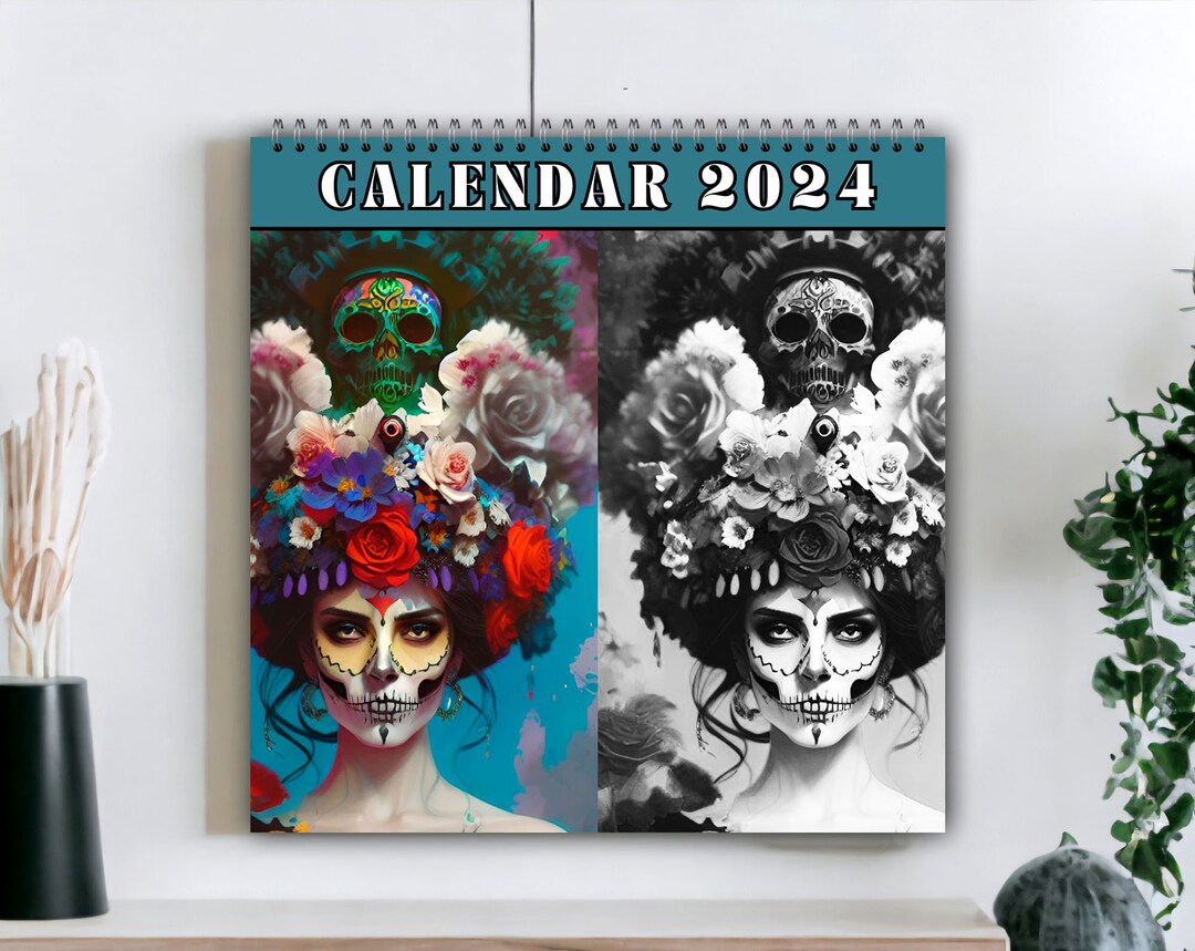 2024 Calendar Wall Calendar 2024 Skull Calendar Sugar Etsy Norway