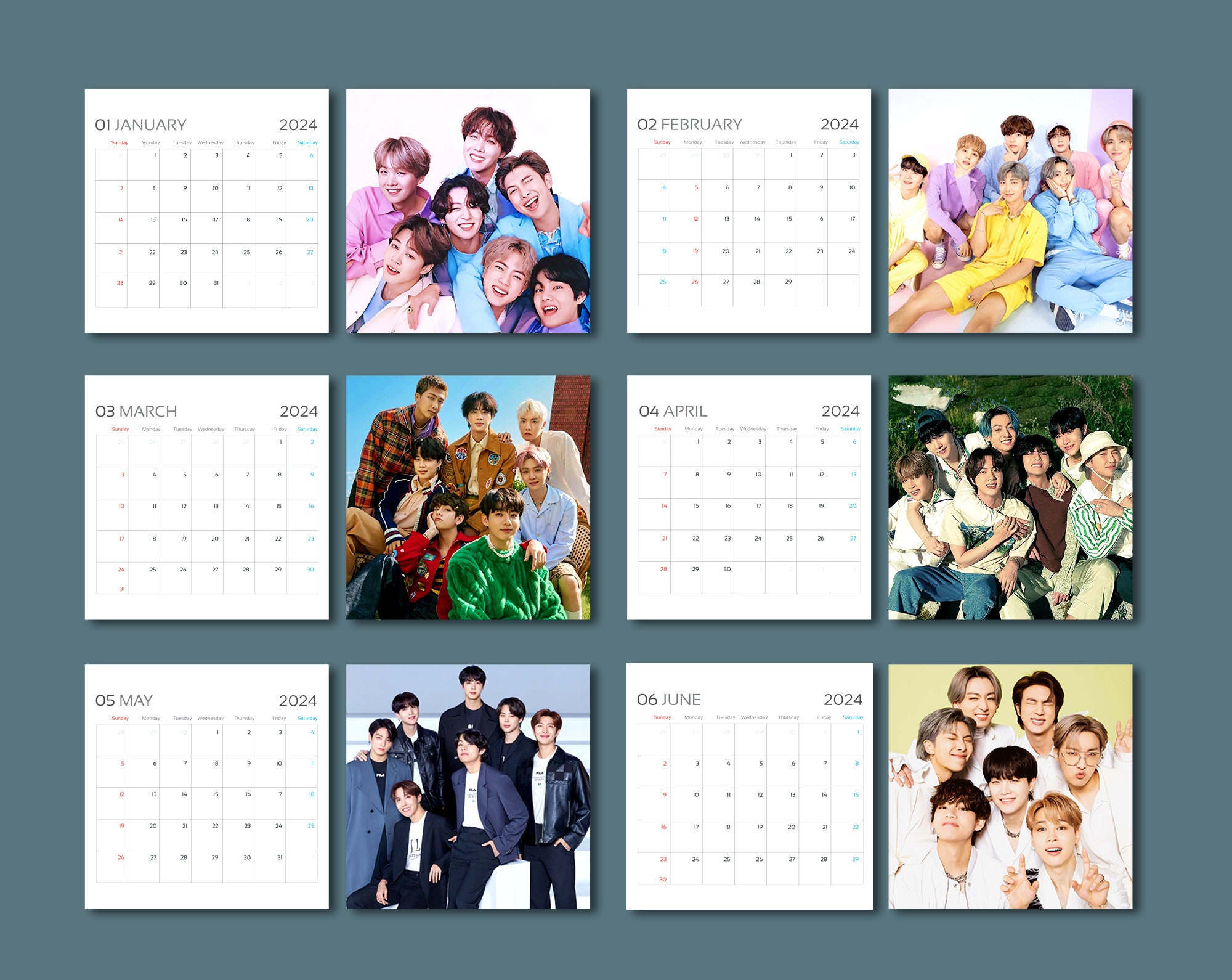 BTS 2024 calendar, BTS 2024 wall calendar, Celebrity calendar 2024 sold