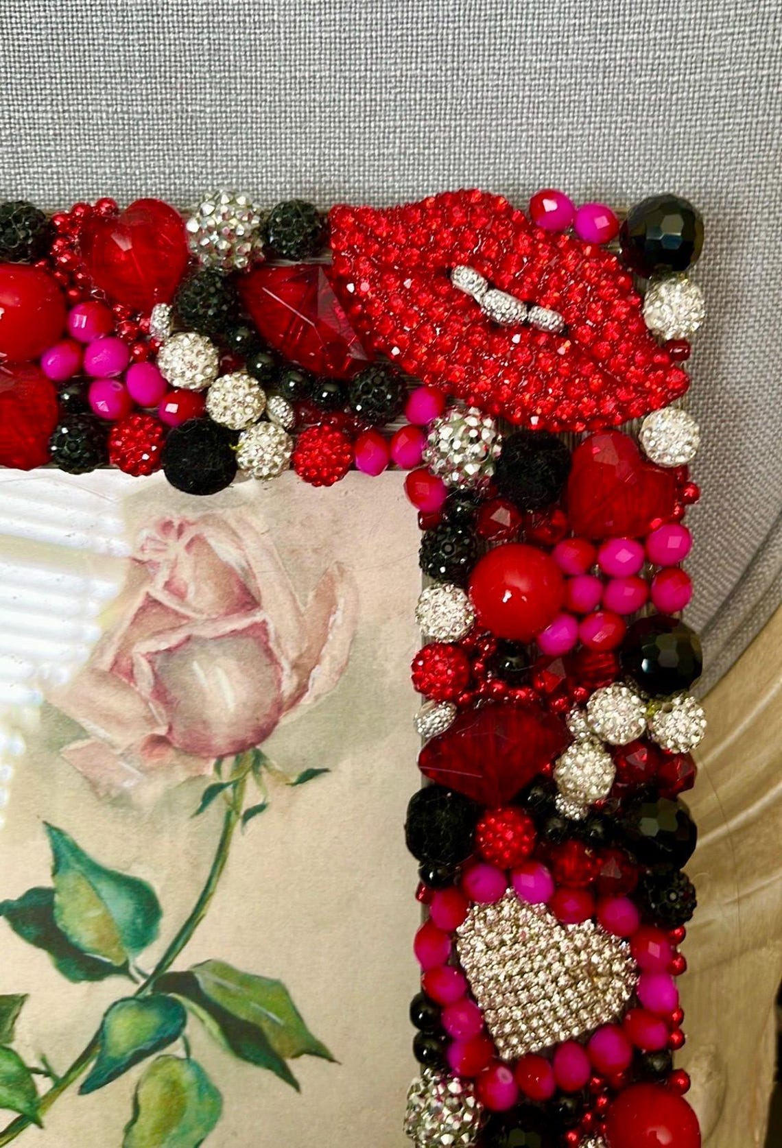 Valentines Day Rhinestone Picture Frame Jeweled Bedazzled Photograph ...