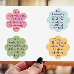Dark Humor Affirmation Sticker Sheet: Gothic True Crime, Forensic Designs
