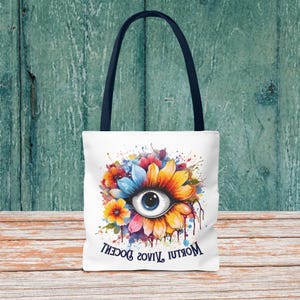 Floral Anatomical Eye Tote Bag: Gothic Dark Academia Style