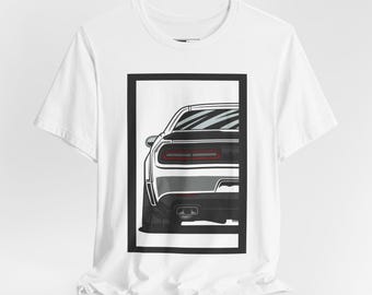 JH Design Men's Dodge Challenger Car Short Sleeve Crew Neck Black