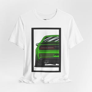 Green Challenger, Challenger Tshirt, Car Enthusiast Unisex Softstyle T-Shirt, Racecar Lover Birthday Holiday Gift, Racing Shirt