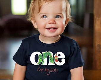 Very Hungry Caterpillar Birthday Shirt Boys First Birthday Shirt First Birthday Shirt ONE Birthday Shirt Boys Cake Smash Birthday Outfit