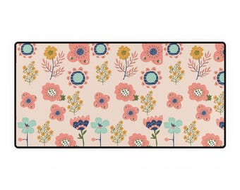 Floral Desk Mat, Large Desk Pad, Personalizable - Office Desk Decor, Work From Home Office Accessories, Custom Desk Blotter, Botanical Mouse
