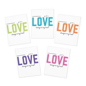 Jeu de cartes de remerciement colorées pour toutes les occasions, messages sincères de sympathie, d'amour, d'amitié, paquet de 5 cartes