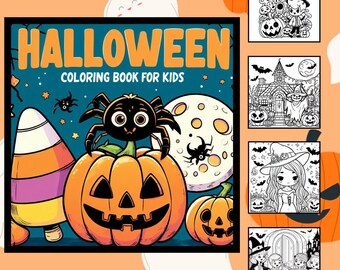 Printable Kids Halloween Coloring Book | Children's Digital Coloring Book Download