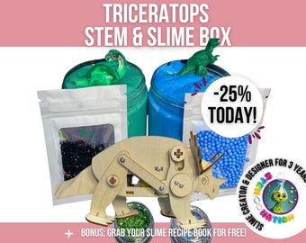 Triceratops + Slime Box, Build your own dinosaur, Thick Glossy Slime, Snow Fizz, Dinosaur toys, Homeschool, slime shop uk, STEM