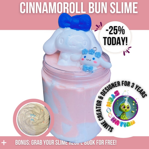 Cinnamoroll Bun Slime, Hello Kitty, Cinnamoroll, Thick Glossy Slime, handmade, birthday gift, asmr slime, slime shop uk, clay, slime shops