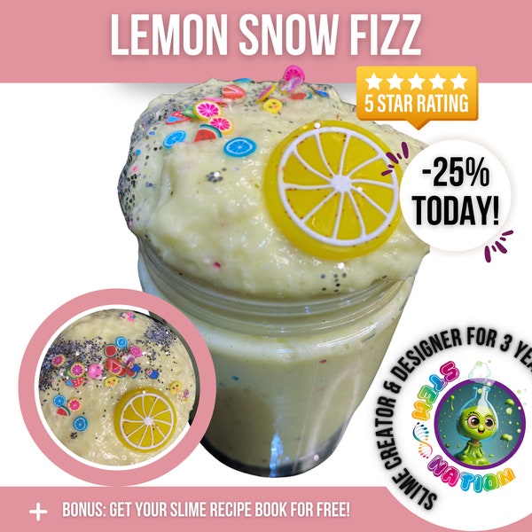 Lemon Sorbet, Snow Fizz Slime, slime, snow fizz, Scented Slime, gifts for kids, Snow Slime, Crunchy Slime, ASMR Slime, Slime Shop