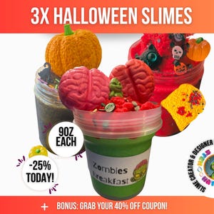 3 x 9OZ Spooky Slime Set, Halloween Slime Gift – 9oz, Gift Box, Slime party favour, party favour, gifts for kids, vampire, cloud slime