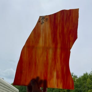 Red orange streaked stained glass sheet READ DESCRIPTION