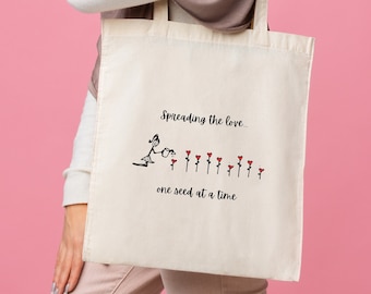 Gärtnerin Tote Bag | Kleine Tragetasche für die Gartenarbeit | Geschenk für Gartenliebhaber | Gartenarbeit Geschenk | Gartentasche | Samen der Liebe pflanzen