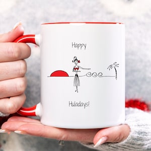 Hawaii Coffee Mug | Happy Huladays Mug | Hula Dancer Mug | Hawaiian Christmas Gift | Hawaii Cup | Hawaii Mug | Hula Dancer Gift