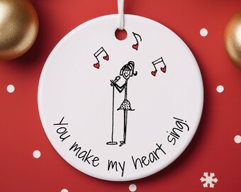 Singer Christmas Ornament | Recording Artist Ornament | Female Singer Holiday Gift | Love to Sing Ornament | Girl Singer Ornament