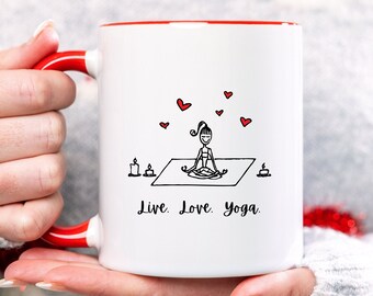 Yoga Mug | Yoga Lover Gift | Live Love Yoga | Yoga Teacher Gift | Yoga Instructor Mug | Mug for Yogi | Healthy Lifestyle Gift | Namaste Mug