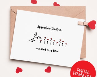 Tarjeta de felicitación imprimible de jardinero / Tarjeta de San Valentín para club de jardinería / Descarga digital / Tarjeta para jardinero / Jardinería de San Valentín