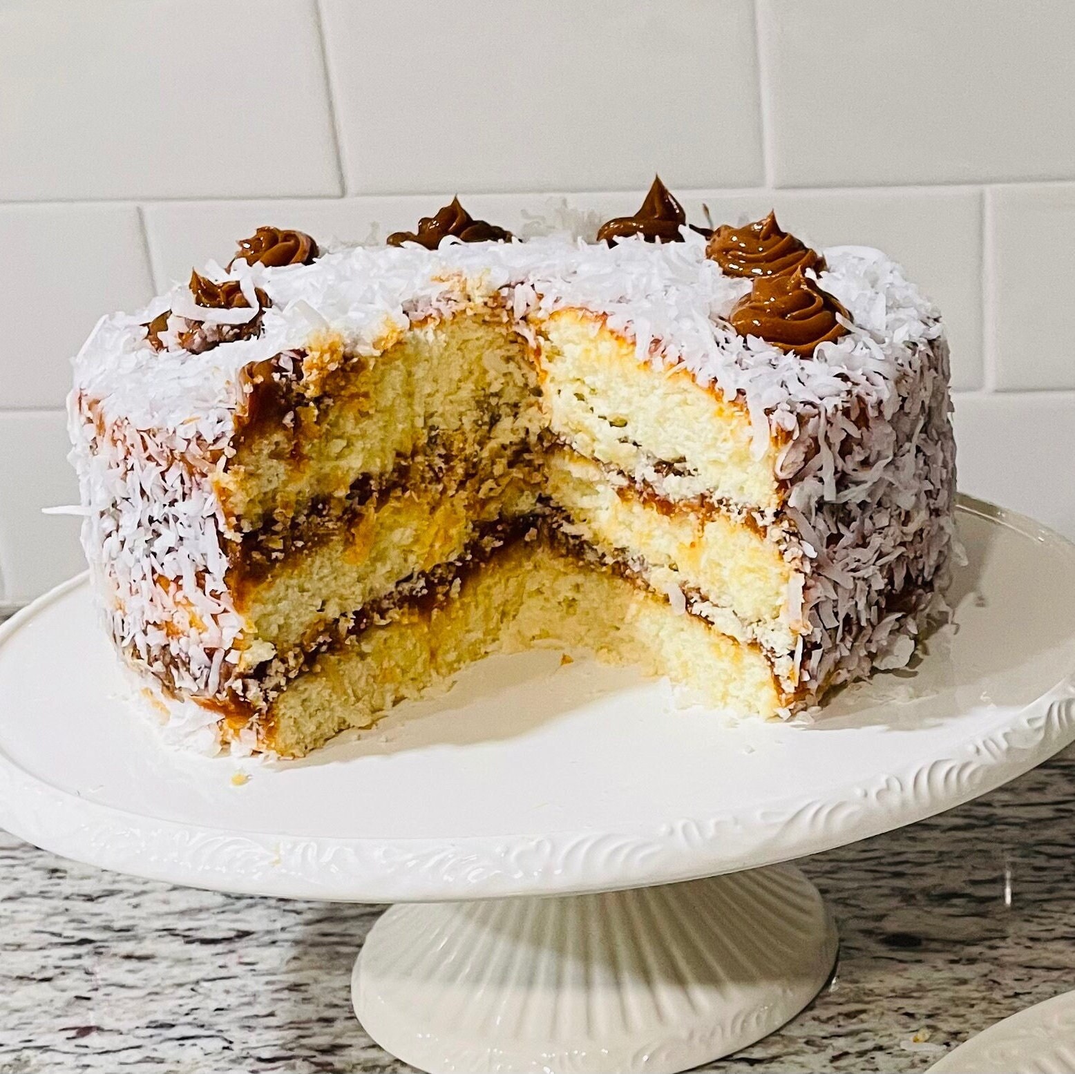 DULCE DE LECHE  and Coconut Cake. Delivery limited to selected areas.