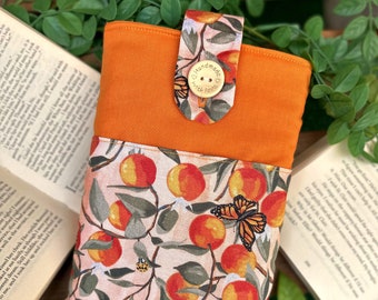 Butterfly Book sleeve, Kindle sleeve, ereader sleeve, bible cover, book protector, ipad sleeve, orange book sleeve, book cover, book sleeve