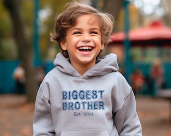 Biggest Brother 2024 Hoodie Sweatshirt, Family Photoshoot Gender Reveal Shirt Pregnancy Announcement Shirt Biggest Brother Sweater