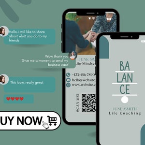 Elegant Mobile QR Code Editable Business Card Template - Professional Digital Download