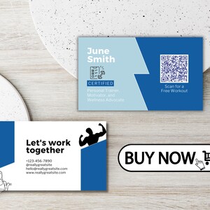 Elegant QR Code Editable Business Card Template - Customizable Modern Design