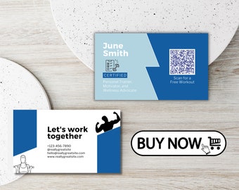 Elegant QR Code Editable Business Card Template - Customizable Modern Design
