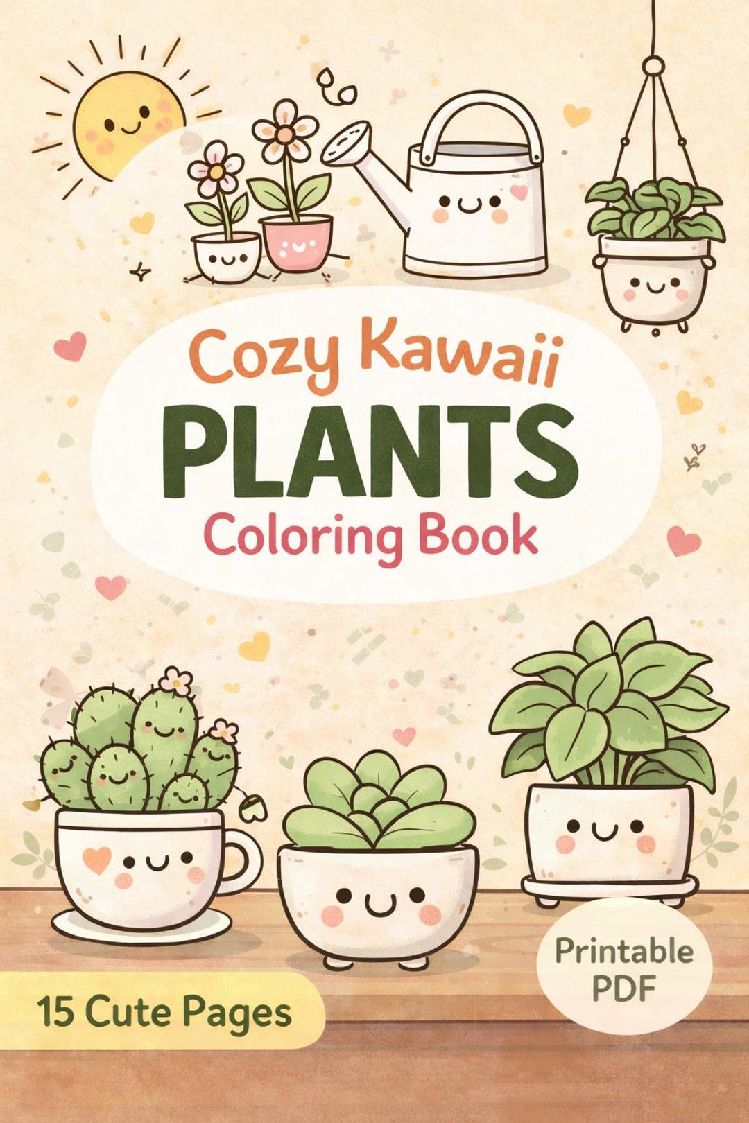 Cozy Kawaii Plant Coloring Pages for Kids – Cute Houseplant & Garden ...