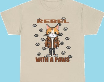 T-shirt chat unisexe, rebelle avec des pattes, t-shirt amoureux des chats, chemise chat drôle et mignon, femmes, hommes,