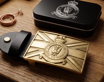 Handmade Brass Military Belt Buckles – Any Regiment comes with an Engraved Presentation Tin (70mm x 46mm)