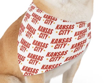 Kansas City Pet Bandana Collar with Chiefs Colors | Adjustable, Durable, Machine Washable | Kansas City Chiefs Inspired Pet Accessory
