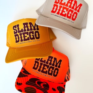 Slam Diego Trucker Hats | San Diego Padres Inspired Cap | Otto High Crown Mesh Back | Hand-Pressed Design