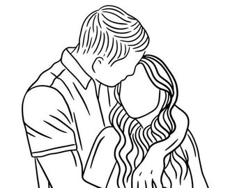 Custom Line Art for Couple Gift, Personalized Christmas Gift, Anniversary Gift, Drawing Gift, Custom Portrait