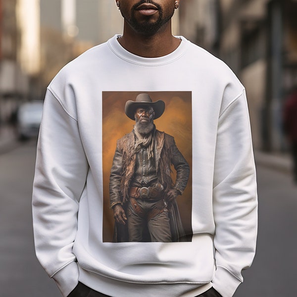 Black Heritage Cowboy Sweatshirt - Black Cowboy Shirt - Black Cowboy Sweatshirt - African American Western Wear, Black Western Wear, Melanin