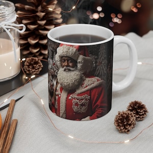 Black Santa Christmas Mug - 11oz - Santa Christmas Mug - Holiday Christmas Mug - Unique Christmas Mug - Christmas Gift - Stocking Stuffer