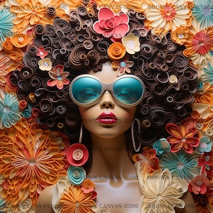 Glamorous Black Girl Magic PNG, Melanin Queen, Black Woman PNG Afro Fashion girl African American clipart Sublimation, 3D Floral Design Png
